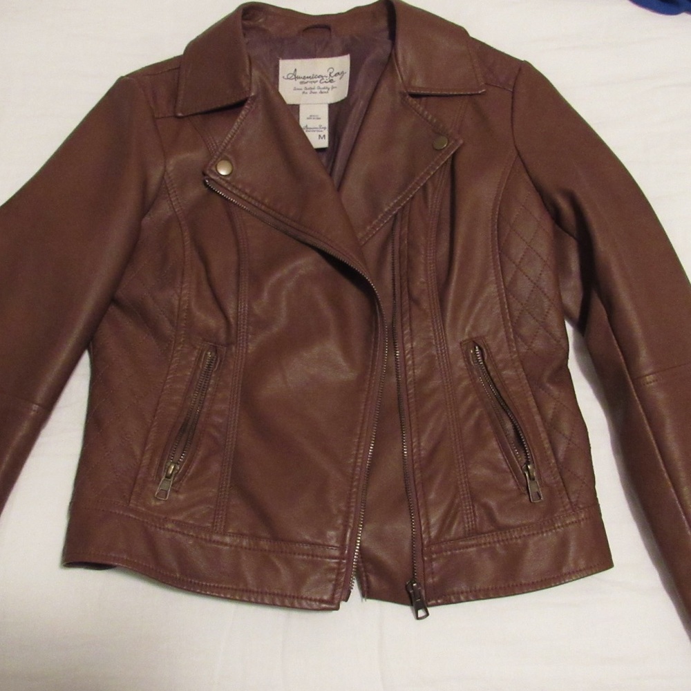 Leather jean jacket